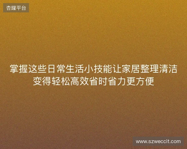 掌握这些日常生活小技能让家居整理清洁变得轻松高效省时省力更方便